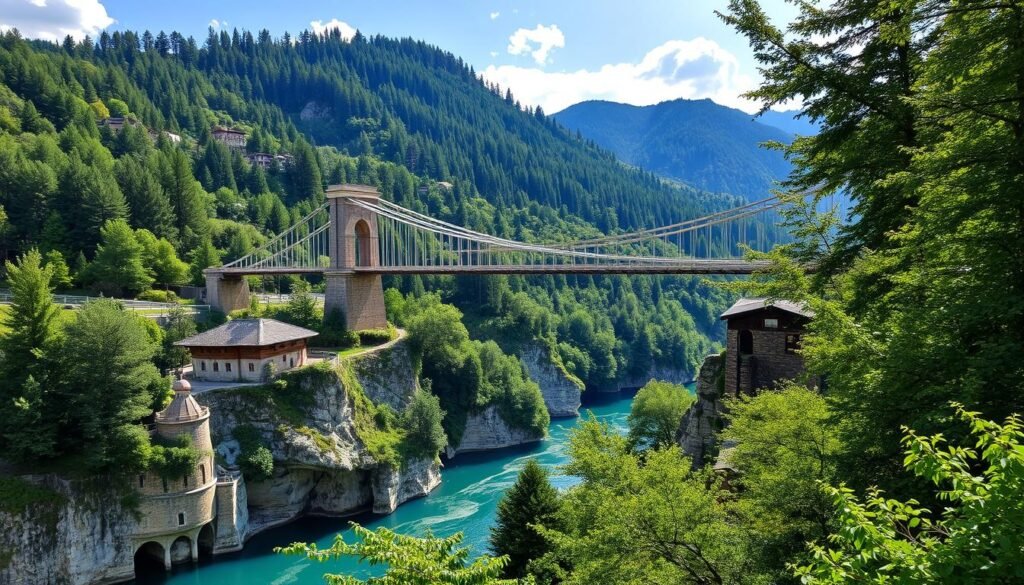 Genera un'immagine del Ponte Sospeso in Val di Rabbi