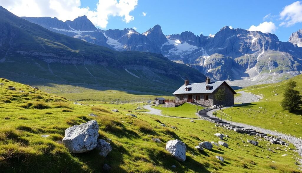 Genera un'immagine del Rifugio Saent "Silvio Dorigoni" nel Parco Nazionale dello Stelvio