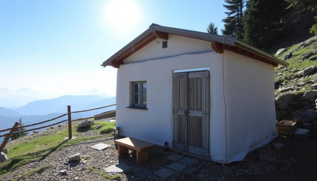 Genera un'immagine del Rifugio Stavel "Francesco Denza" ai piedi della Presanella