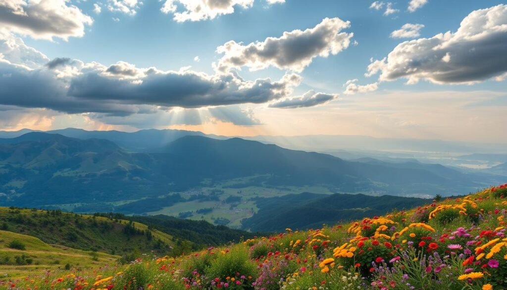 Genera un'immagine del Sentiero dei Fiori con un paesaggio mozzafiato