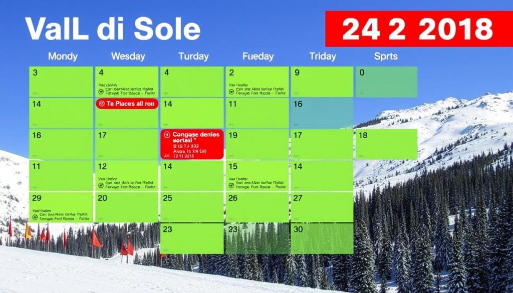 Genera un'immagine del calendario delle gare sciistiche in Val di Sole