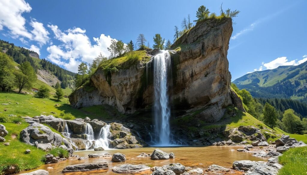 Genera un'immagine della Cascata del Pison in Val di Sole