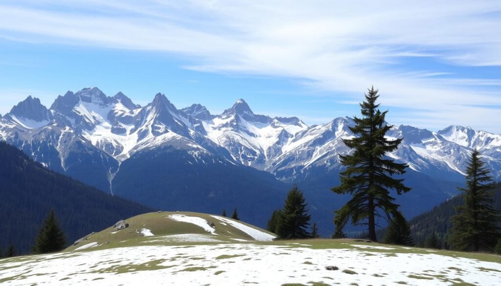 Genera un'immagine di Malga Ritorto con le Dolomiti di Brenta sullo sfondo