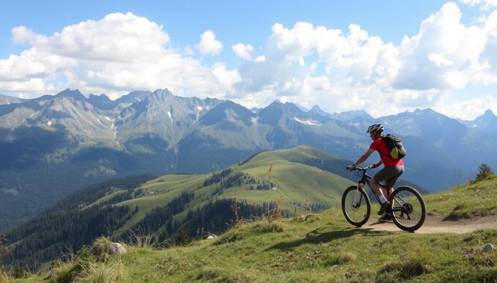 Immagina di esplorare la Val di Sole su una mountain bike o un e-bike, circondato dalle montagne e dalla natura incontaminata.