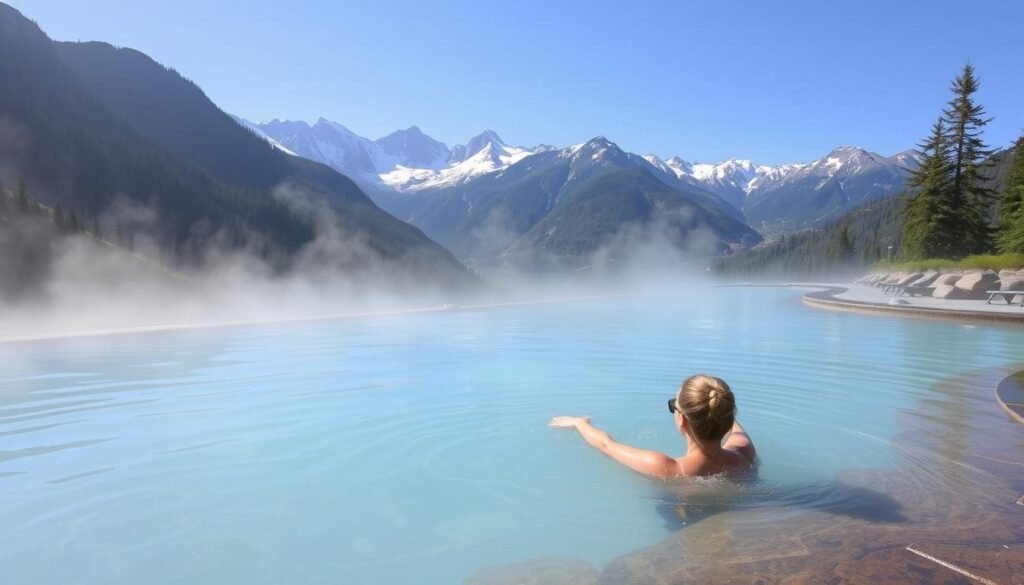 Immagina di immergerti in acque termali rilassanti circondato da montagne e boschi Immagina di immergerti in acque termali rilassanti circondato da montagne e boschi