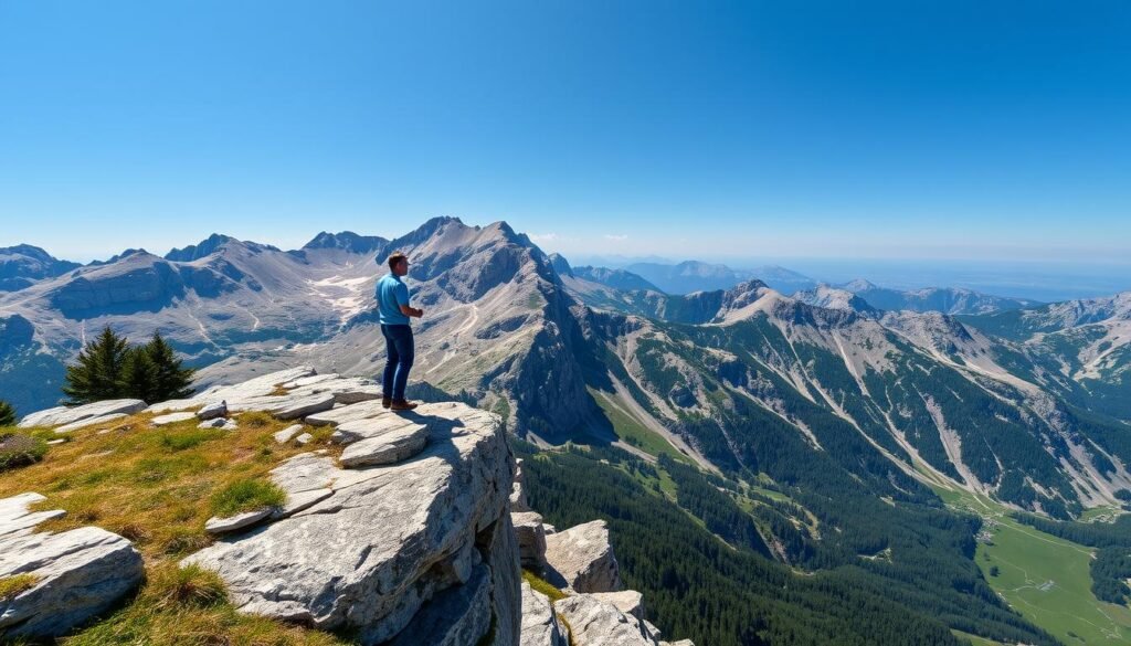 Immagina di trovarti su un balcone roccioso naturale con vista sulla cima più alta del Trentino.