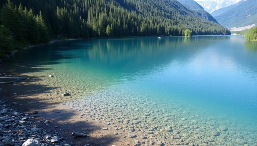 Immagina un lago di montagna a 1300 metri di altitudine, circondato da boschi verdeggianti e con acque cristalline.