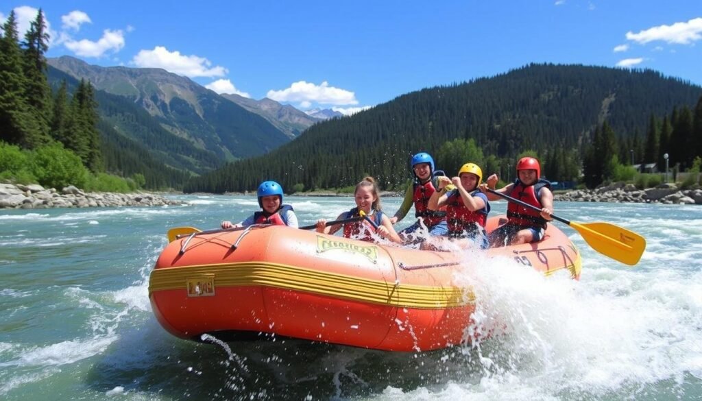 Immagina un'esperienza di rafting per gruppi scolastici sul fiume Noce