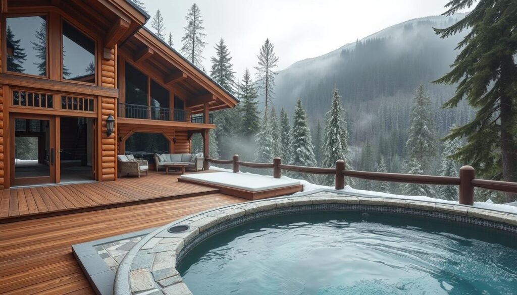 Immagina uno chalet di lusso con spa privata in mezzo al bosco