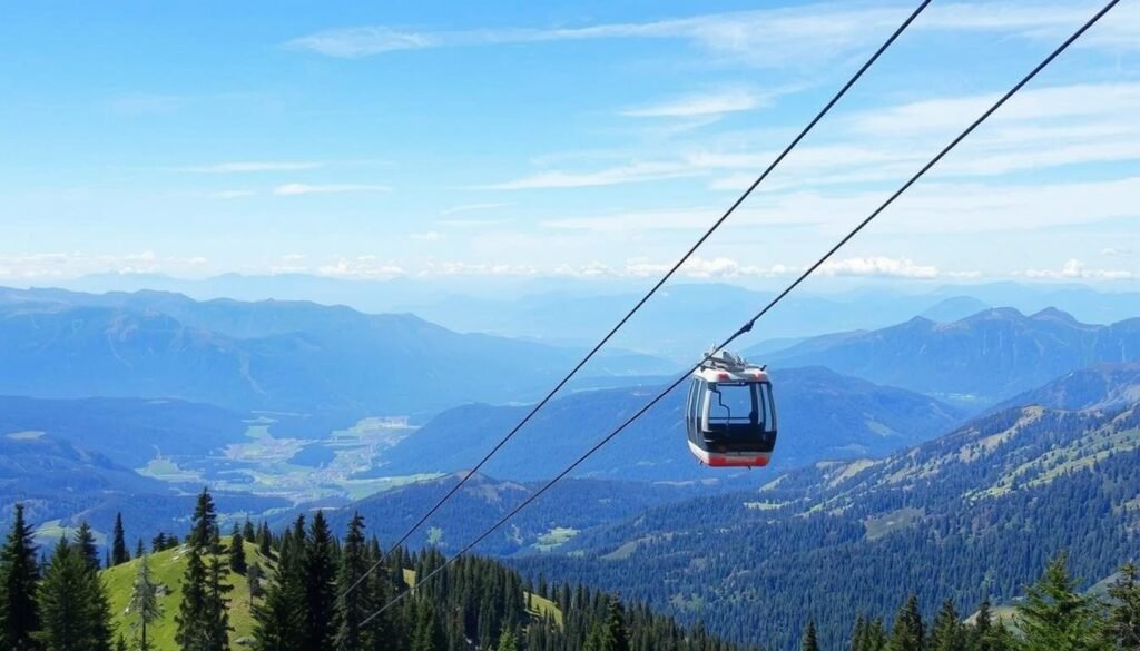 Immagine della Telecabina Pejo3000 con vista sulla valle Immagine della Telecabina Pejo3000 con vista sulla valle